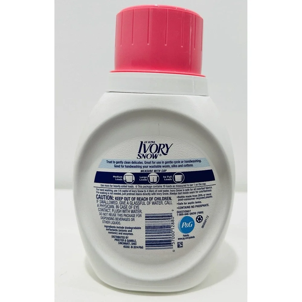 (1) IVORY Snow‎ 2X Ultra Gentle Care Detergent Liquid ~25 fl oz~ PINK Cap.